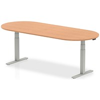 Impulse Height Adjustable Boardroom Table, 2400mm, Oak