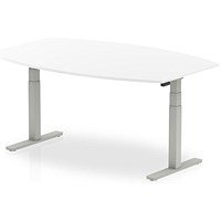 Dynamic High Gloss Writable Height Adjustable Boardroom Table, 1800mm, White, Silver Leg
