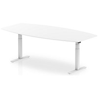 Dynamic High Gloss Writable Height Adjustable Boardroom Table, 2400mm, White, White Leg