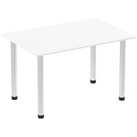 Impulse Rectangular Table, 1200mm, White, Brushed Aluminium Post Leg