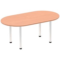 Impulse Boardroom Table, 1800mm, Beech, Chrome Post Leg
