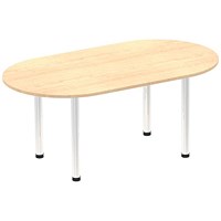 Impulse Boardroom Table, 1800mm, Maple, Chrome Post Leg