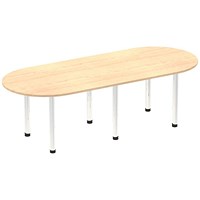 Impulse Boardroom Table, 2400mm, Maple, Chrome Post Leg