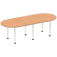 Impulse Boardroom Table, 2400mm, Oak, Chrome Post Leg