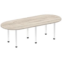 Impulse Boardroom Table, 2400mm, Grey Oak, Chrome Post Leg