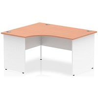 Impulse 1400mm Two-Tone Corner Desk, Left Hand, White Panel End Leg, Beech