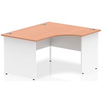 Impulse 1400mm Two-Tone Corner Desk, Right Hand, White Panel End Leg, Beech