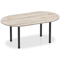 Impulse Boardroom Table, 1800mm, Grey Oak, Black Post Leg