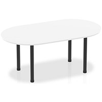 Impulse Boardroom Table, 1800mm, White, Black Post Leg