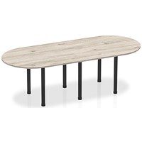 Impulse Boardroom Table, 2400mm, Grey Oak, Black Post Leg