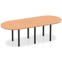 Impulse Boardroom Table, 2400mm, Oak, Black Post Leg