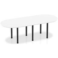 Impulse Boardroom Table, 2400mm, White, Black Post Leg