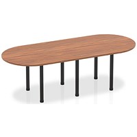 Impulse Boardroom Table, 2400mm, Walnut, Black Post Leg