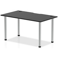 Impulse Rectangular Table, 1400mm x 800mm, Black, Chrome Post Leg