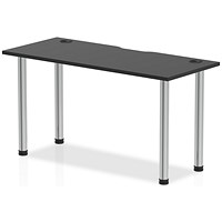 Impulse Rectangular Table, 1400mm x 600mm, Black, Chrome Post Leg