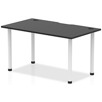 Impulse Rectangular Table, 1400mm x 800mm, Black, White Post Leg
