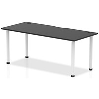 Impulse Rectangular Table, 1800mm x 800mm, Black, White Post Leg