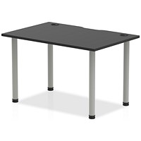 Impulse Rectangular Table, 1200mm x 800mm, Black, Silver Post Leg