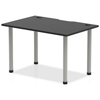 Impulse Rectangular Table, 1600mm x 800mm, Black, Silver Post Leg