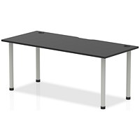Impulse Rectangular Table, 1800mm x 800mm, Black, Silver Post Leg