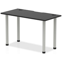 Impulse Rectangular Table, 1200mm x 600mm, Black, Silver Post Leg