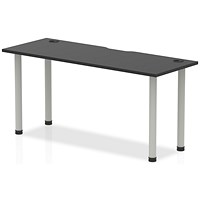 Impulse Rectangular Table, 1600mm x 600mm, Black, Silver Post Leg