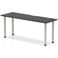 Impulse Rectangular Table, 1800mm x 600mm, Black, Silver Post Leg