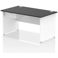 Impulse 1400mm Two-Tone Rectangular Desk with attached Pedestal, White Panel End Leg, Black