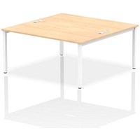 Impulse 2 Person Bench Desk, Back to Back, 2 x 1600mm (800mm Deep), White Frame, Maple