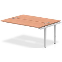 Impulse 2 Person Bench Desk Extension, Back to Back, 2 x 1600mm (800mm Deep), Silver Frame, Beech