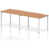 Impulse 2 Person Bench Desk, Side by Side, 2 x 1200mm (800mm Deep), White Frame, Oak