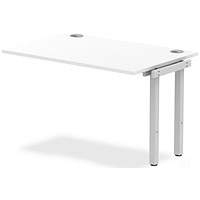 Impulse 1 Person Bench Desk Extension, 1200mm (800mm Deep), Silver Frame, White
