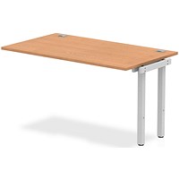 Impulse 1 Person Bench Desk Extension, 1400mm (800mm Deep), Silver Frame, Oak