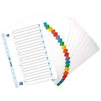 Oxford Reinforced Board Index Dividers, Extra Wide, A-Z, Multicolour Tabs, A4, White