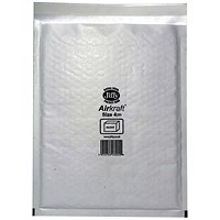 Jiffy Airkraft No.4 Bubble Lined Postal Bags, 240x320mm, Peel & Seal, White, Pack of 50
