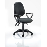 Eclipse Plus III Operator Chair, Charcoal, With Fixed Height Loop Arms
