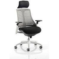 Flex Task Operator Chair With Headrest, Black Seat, Grey Back, White Frame