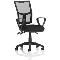 Eclipse Plus III Mesh Back Operator Chair with Fixed Loop Arms, Black