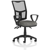 Eclipse Plus III Mesh Back Operator Chair with Fixed Loop Arms, Charcoal