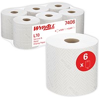 Wypall L10 1-Ply Wiper Roll Control Centrefeed Roll, 190m, White, Pack of 6
