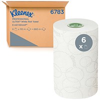 Kleenex Ultra Slimroll 2-Ply Hand Towels Rolled E-Roll White (Pack of 6) 6783