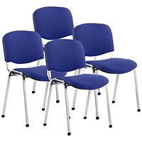ISO Chrome Frame Stacking Chair, Stevia Blue, Pack of 4