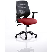 Relay Task Operator Chair, Black Mesh Back, Ginseng Chilli, With Folding Arms