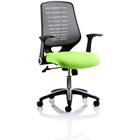 Relay Task Operator Chair, Silver Mesh Back, Myrrh Green, With Folding Arms