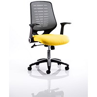 Relay Task Operator Chair, Silver Mesh Back, Senna Yellow, With Folding Arms