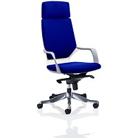 Xenon High Back Executive Chair, With Headrest, White Shell, Stevia Blue