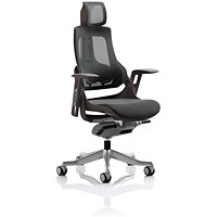 Zure Executive Chair, With Headrest, Black Frame, Charcoal Mesh Back