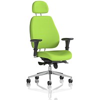 Chiro Plus Posture Chair with Headrest, Myrrh Green, With Height Adjustable Arms
