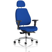 Chiro Plus Posture Chair with Headrest, Stevia Blue, With Height Adjustable Arms