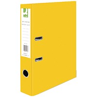 Q-Connect Recycled Foolscap Lever Arch Files, 70mm Spine, Yellow, Pack of 10